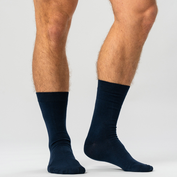 10 par bambusockor, urringade, vita/marinblå