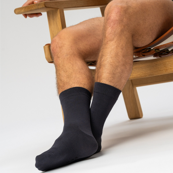 10 par bambusockor vita/mörkgrå