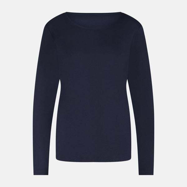 Nina långärmad pyjamasset marinblå