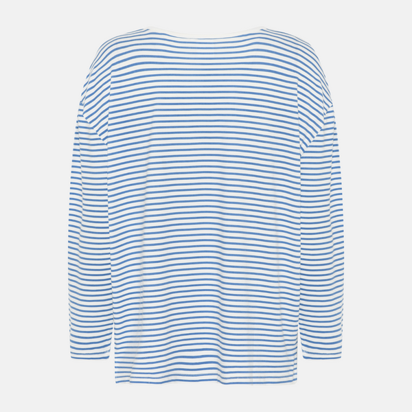 Britt långärmad bambu t-shirt - ljusblå randig