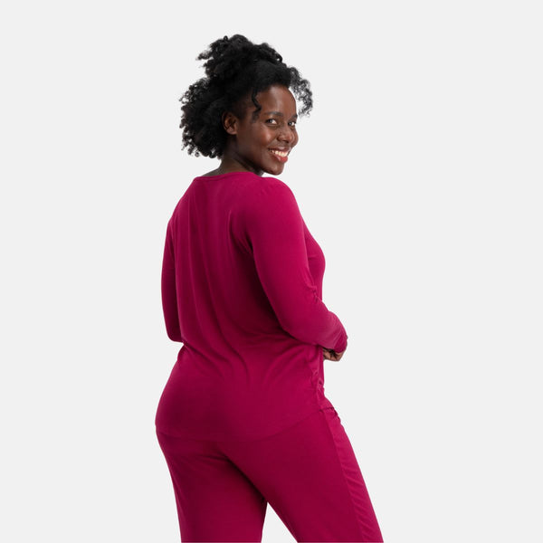 Nina långärmat pyjamasset vinrött
