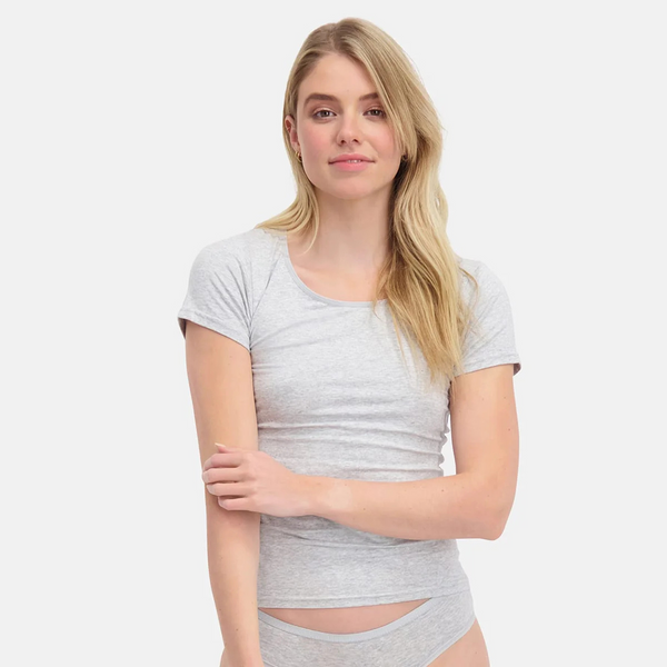 Kate bambu T-shirt rund hals - ljusgrå 2-pack