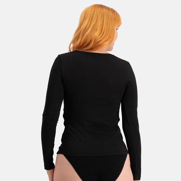 Liv bambu v-ringad långärmad t-shirt - svart 2-pack