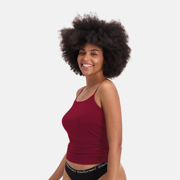 2 pak Bordeaux bambus tank top med tynde stropper fra Bamboo Basics