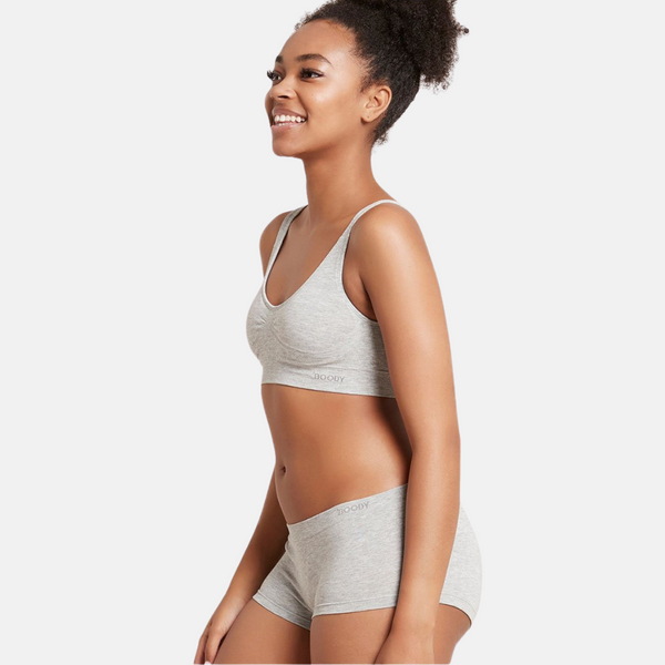 Ljusgrå vadderad bambu-bh utan bygel