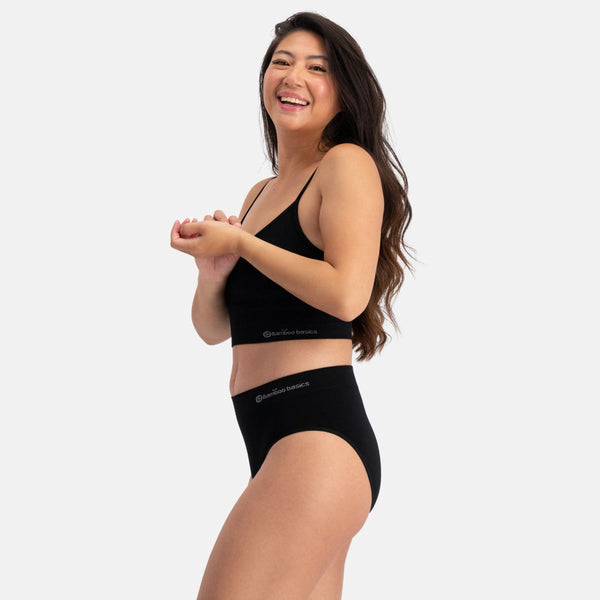 Svart bambu-bh med v-ringning och foder