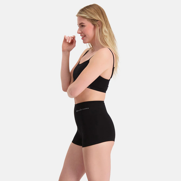 Stella högmidjade korrigerande Bambu Hotpants - Svart 2 Pack