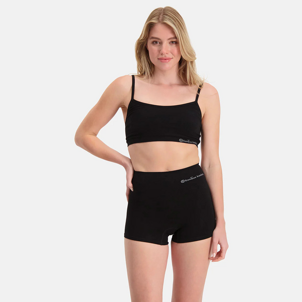 Stella högmidjade korrigerande Bambu Hotpants - Svart 2 Pack