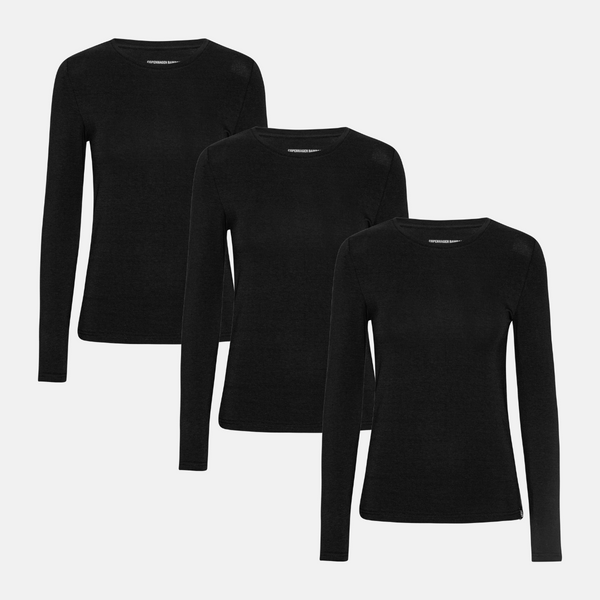 3 pak Sort langærmet bambus T-shirt fra Copenhagen Bamboo