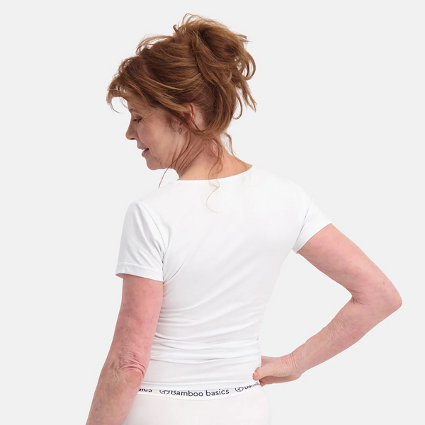 Kate bambu T-shirt rund hals - vit 2-pack