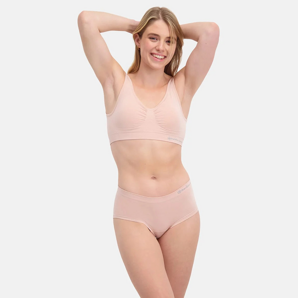 Sophie bambu hipsters med smal resårkant - rosa nude 2-pack