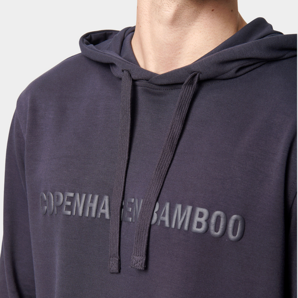 Mörkgrå hoodie joggingset i bambu med logotyp