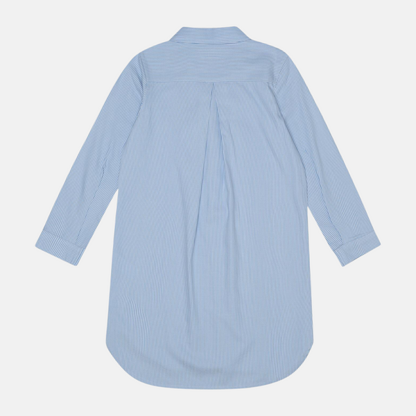 Ljusblårandig lång nattskjorta i bambu