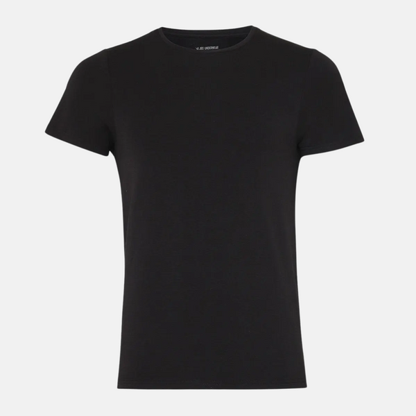 2 svarta slim fit bambu T-shirts med rund hals