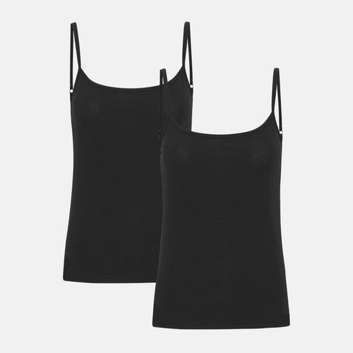 2 pak Sort bambus top med tynde stropper fra Copenhagen Bamboo