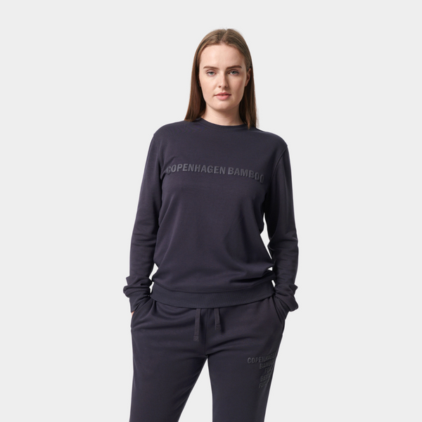 Mörkgrå bambu sweatshirt med logotyp