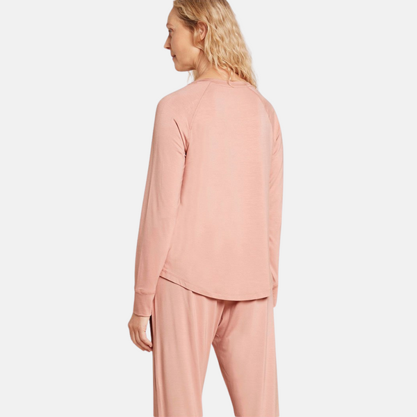 Rosa långärmad lounge T-shirt i bambu i raglan