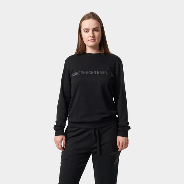 Svart bambu sweatshirt med logotyp