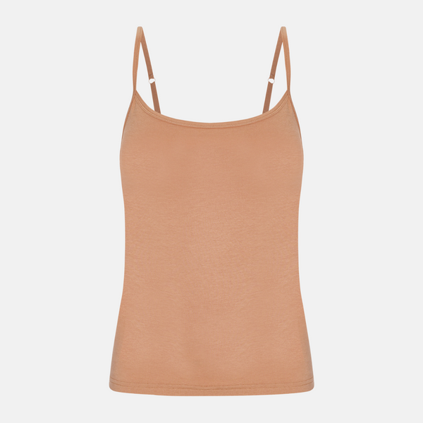 2-pack bruna bambutoppar med tunna axelband