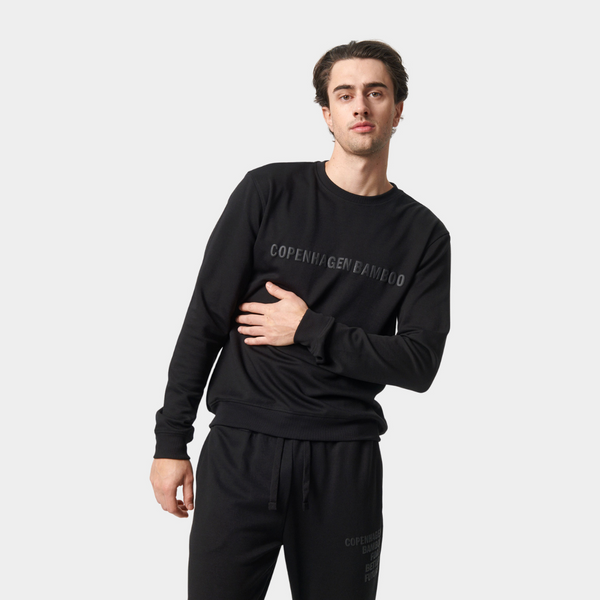 Svart bambu sweatshirt med logotyp