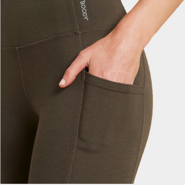 Olivgröna träningsshorts i bambu med hög midja 5"