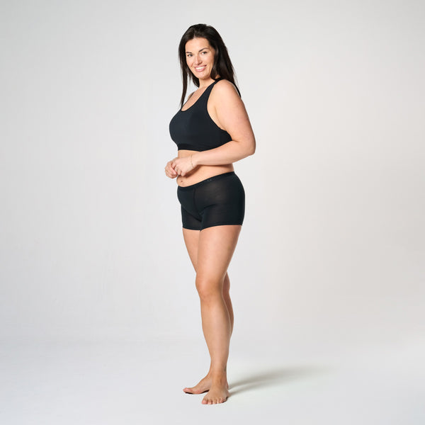 Sort menstruationstrusse Boyshort - Kraftig/nat