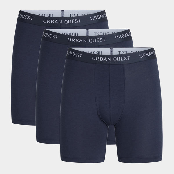 3-pack marinblå trosor med långa ben i bambu