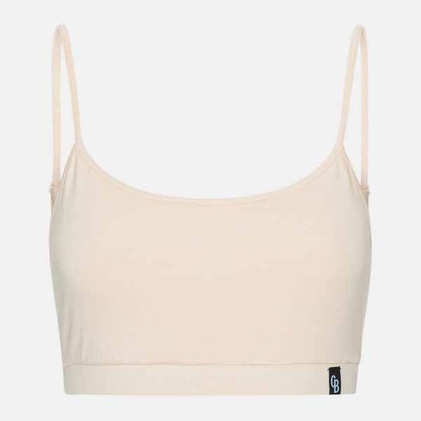 4-pack bambu-bh-topp med tunna band brun/krämfärgad