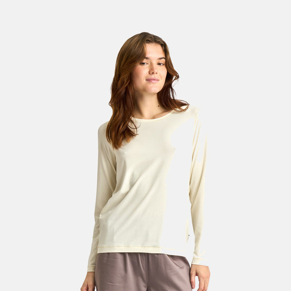 Creme langærmet bambus T-shirt