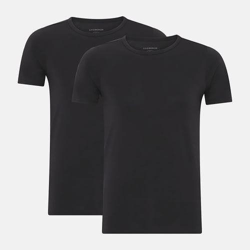2 pak sorte slim fit T-shirts i bambus fra Lindbergh
