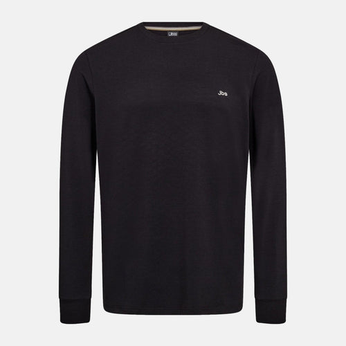 Sort langærmet bambus T-shirt til herre