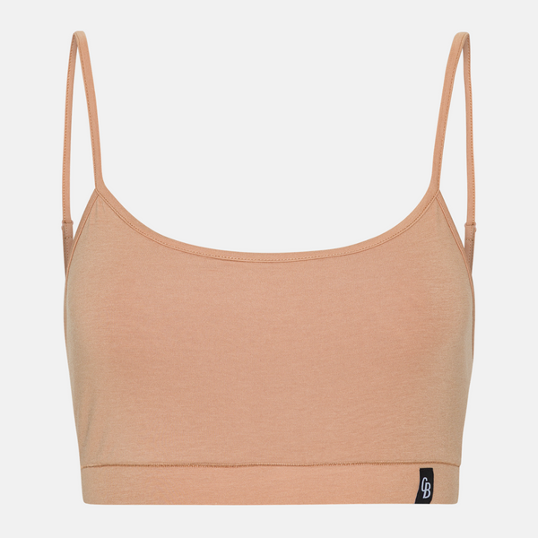 4-pack bambu-bh-topp med tunna band brun/krämfärgad