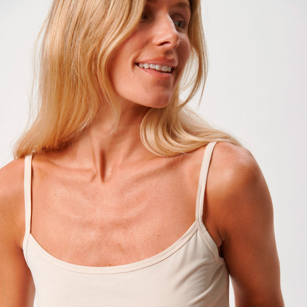 Creme bambus toppe med tynde stropper - 2 pak Copenhagen Bamboo