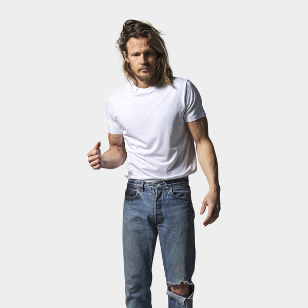 Hvid bambus crew neck T-shirt Resteröds