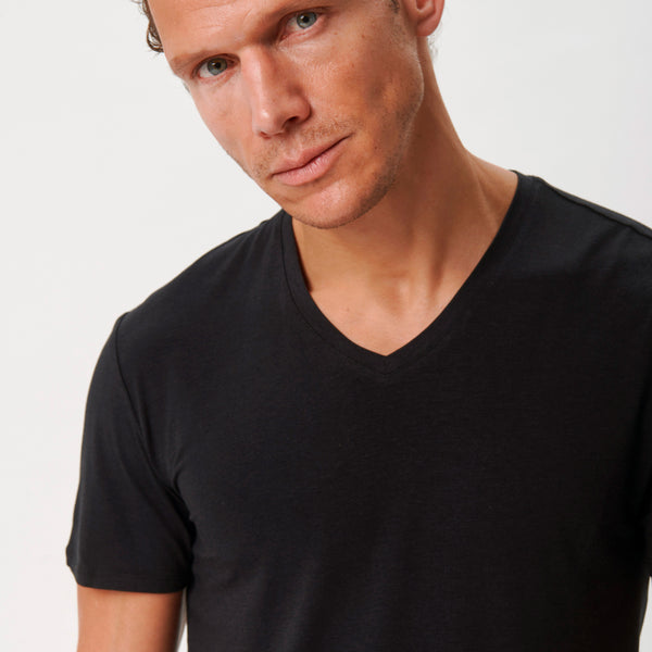 Sorte slim fit v-hals bambus T-shirts - 2 pak Copenhagen Bamboo