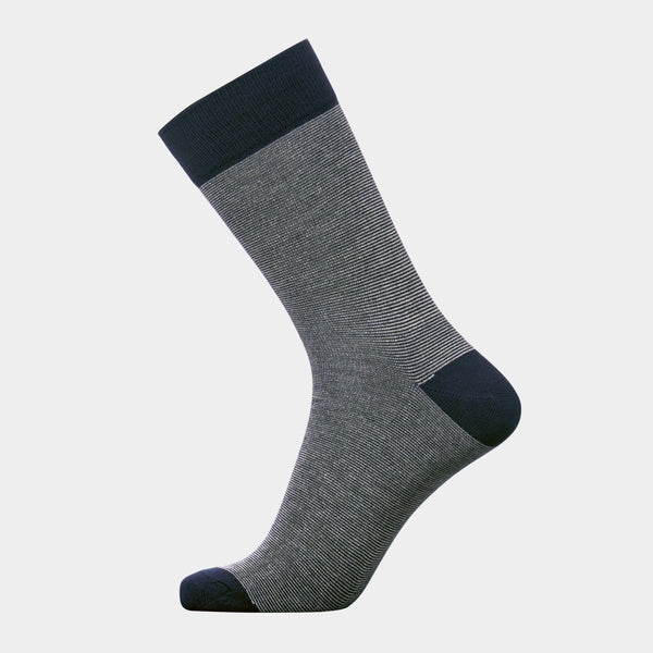Navy stribet bambus strømper 45-48 Egtved