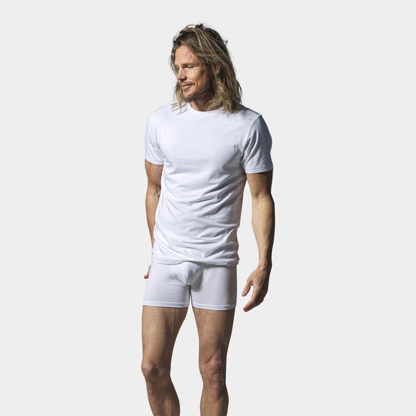 2 hvide bambus crew neck slim fit T-shirts Resteröds