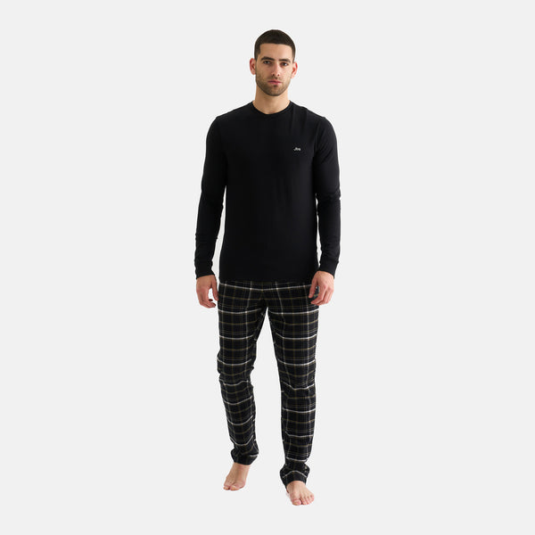 Sort langærmet bambus T-shirt til herre