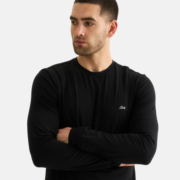 Sort langærmet bambus T-shirt til herre