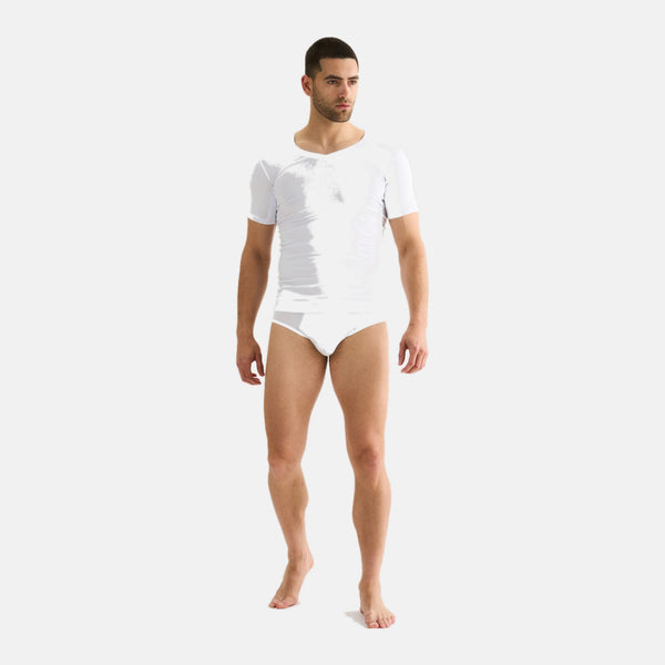 Hvid bambus anti-sved T-shirt med V-hals