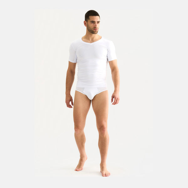 Hvid bambus anti-sved T-shirt med V-hals