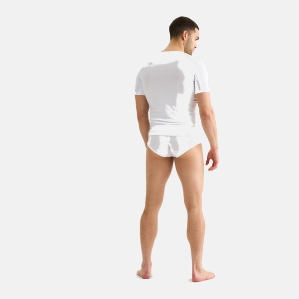 Hvid bambus anti-sved T-shirt med V-hals
