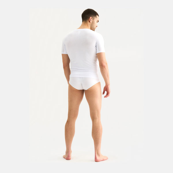 Hvid bambus anti-sved T-shirt med V-hals