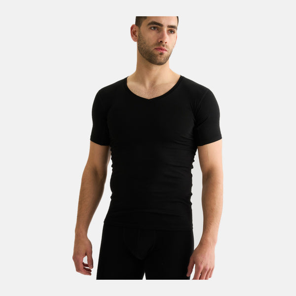 Sort bambus anti-sved T-shirt med V-hals