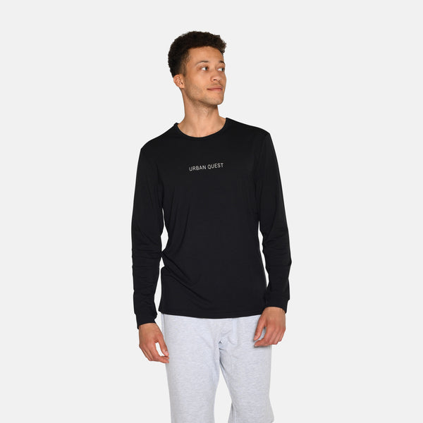 Sort langærmet bambus T-shirt fra Urban Quest