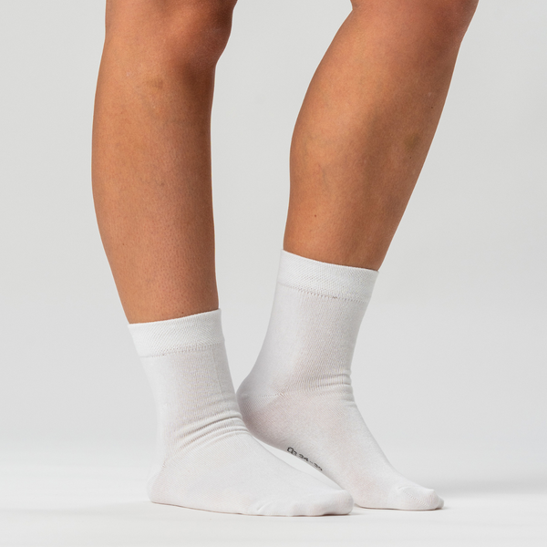 10 par bambusockor, urringade, vita/marinblå