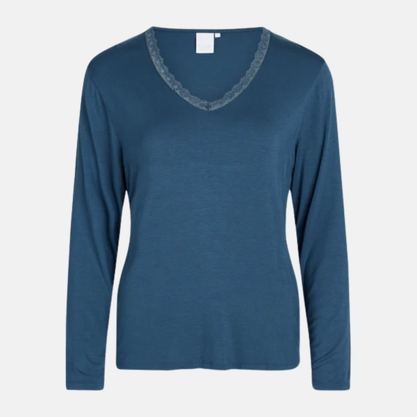 Jordan Bamboo Långärmad Nattlinne - Dusty Blue