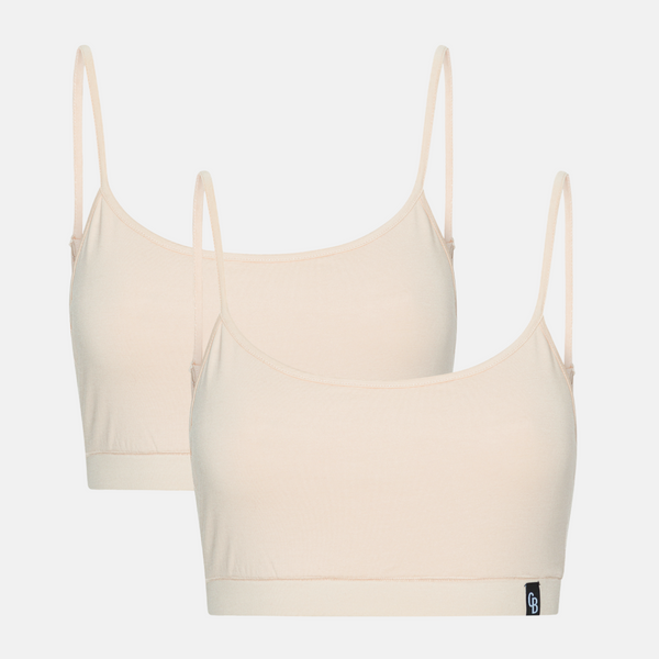 2-pack krämfärgad bambu-bh-topp med tunna band