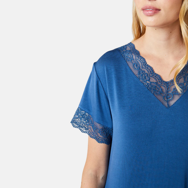 Karita Bamboo Kortärmad Nattlinne - Dusty Blue