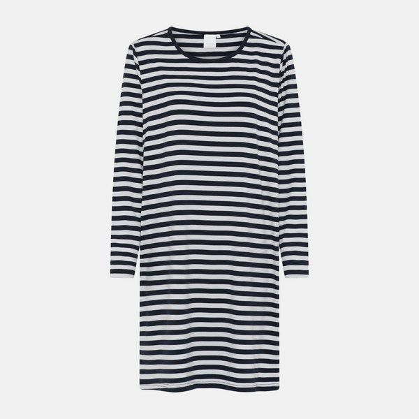 Bea långärmad bambu nattlinne - svart/vit randig